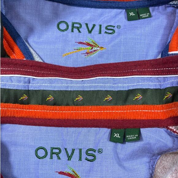 Orvis Men's XL ¼ Zip Signature Long Sleeve Sweatshirt Pullover Lot of 2 Blue/Red - Picture 2 of 7